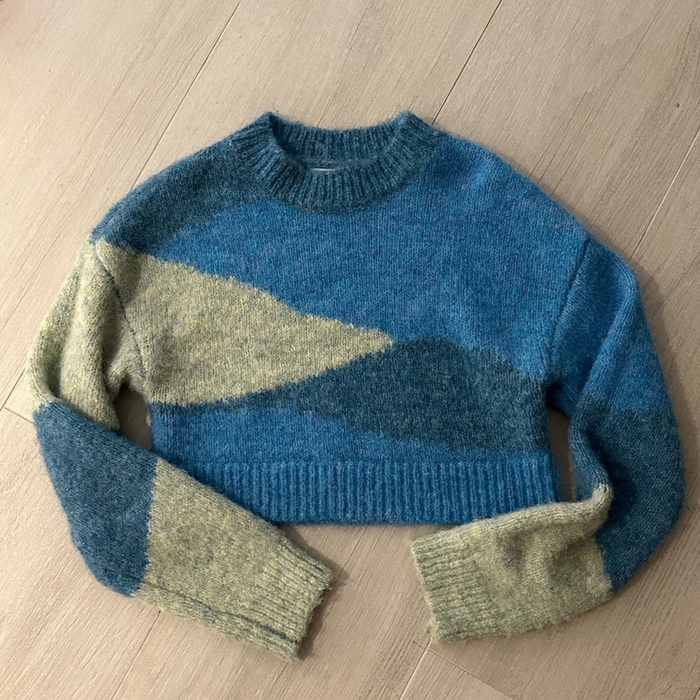Colorblock Blue and Green Sweater